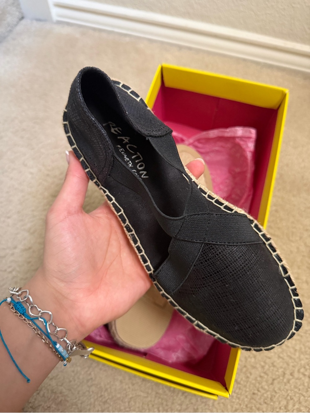 Reaction Kenneth Cole Black Canvas Slip-On Espadrilles